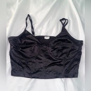 Garage Black Satin Crop Top